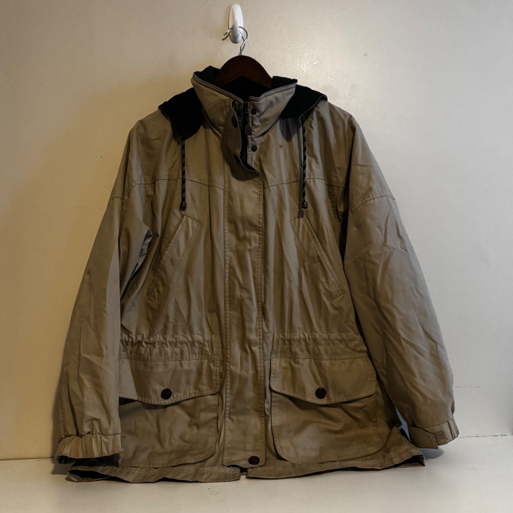 VTG Pacific Trail Men's LG Tan Khaki Hooded Utility Jacket Granola Gorpcore